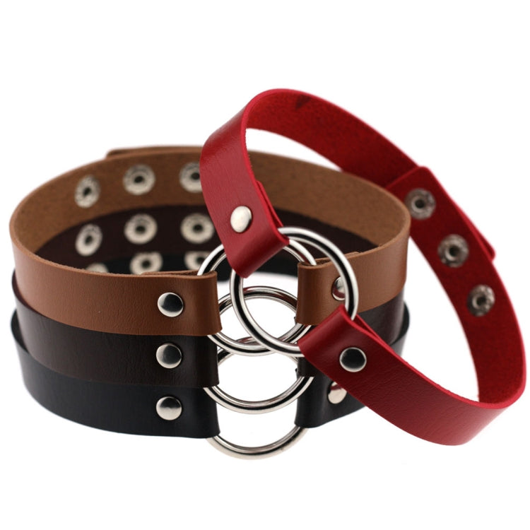 3 PCS Japanese Harajuku Fashion Street-snap Punk Round Nightclub Leather Collar Bracelet, Random Color Delivery