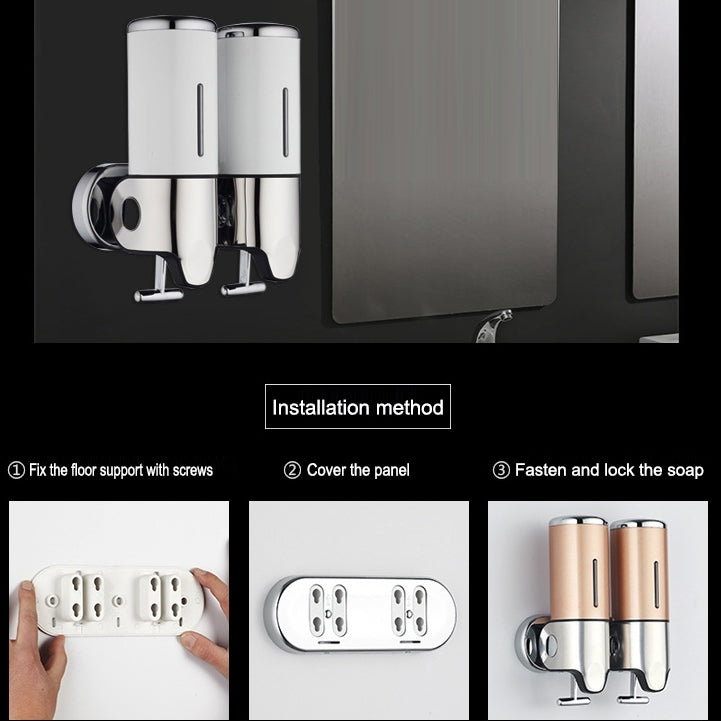 Dual Hotel Shower Manual Dispenser Wall Mounted Washing Liquid Shampoo Soap Bottle, Capacity: 1000ml, 1000ml/Stainless Steel