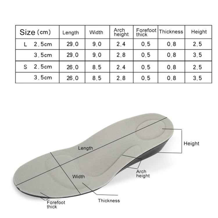 3.5cm PU Breathable Sport Height Increase Insoles