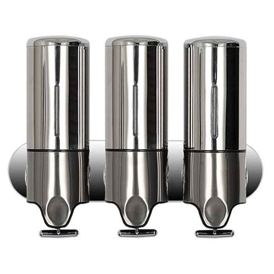 Triple Hotel Shower Manual Dispenser Wall Mounted Washing Liquid Shampoo Soap Bottle, Capacity: 1200ml
