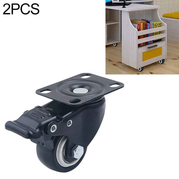 2 PCS 2 inch Furniture Cabinet Coffee Table Silent Universal Brake Wheel