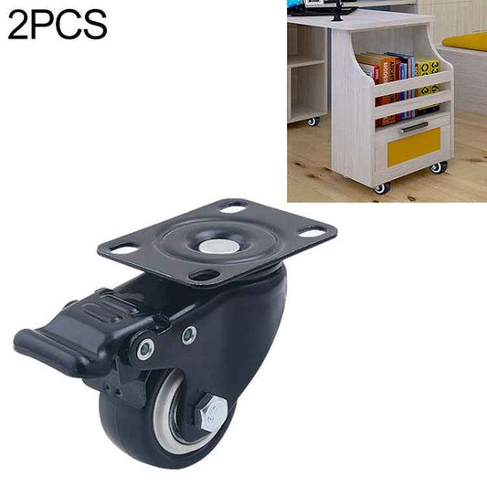 2 PCS 2 inch Furniture Cabinet Coffee Table Silent Universal Brake Wheel