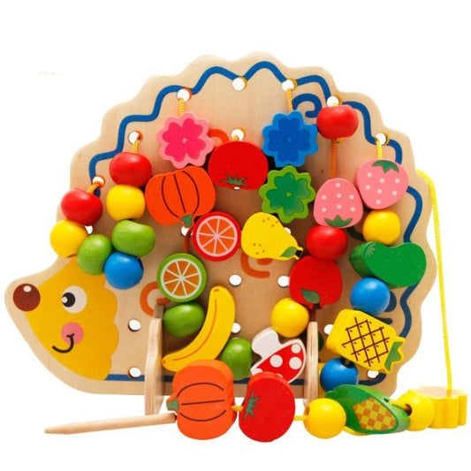 Early Learning Education  Wooden Toys Hedgehog Fruit Beads Child Hand Eye Coordination Skills Development Educational Toys For Kids