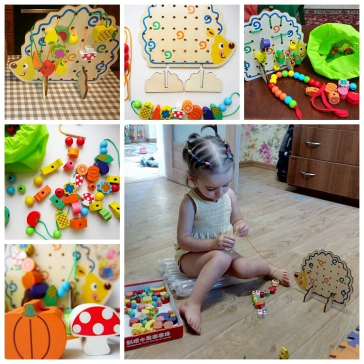 Early Learning Education  Wooden Toys Hedgehog Fruit Beads Child Hand Eye Coordination Skills Development Educational Toys For Kids