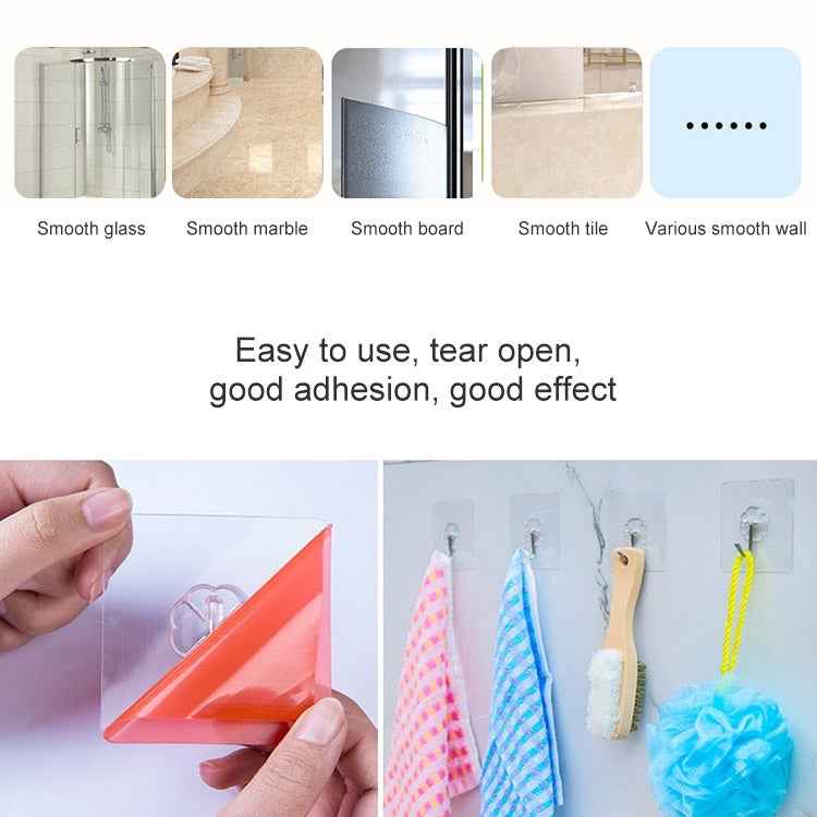 10pcs PVC + Stainless Steel Thin Plum Shape Seamless Adhesive Hook Waterproof Transparent Strong Stick Hook Kitchen Wall Mount