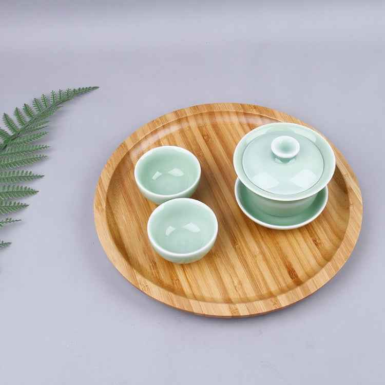 Household Creative Simple Round Bamboo Tea Tray Mini Tea Table, Diameter: 25cm