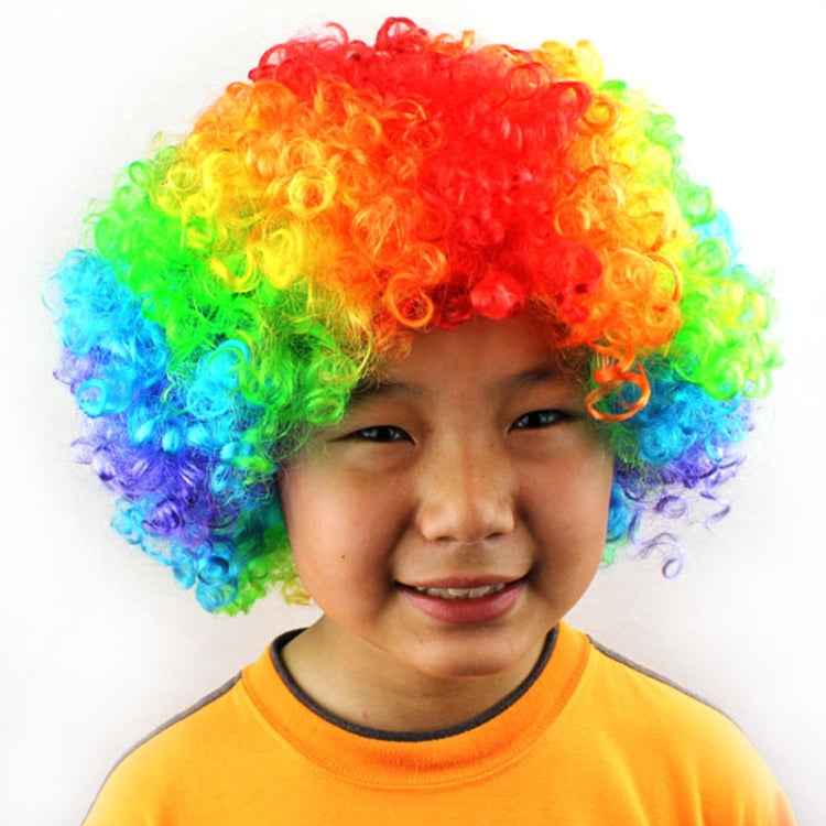 Colorful Wild-Curl Up Crown Party Cosplay Headwear Wavy Short Polyester Yarn Made Wigs For Adult And Child