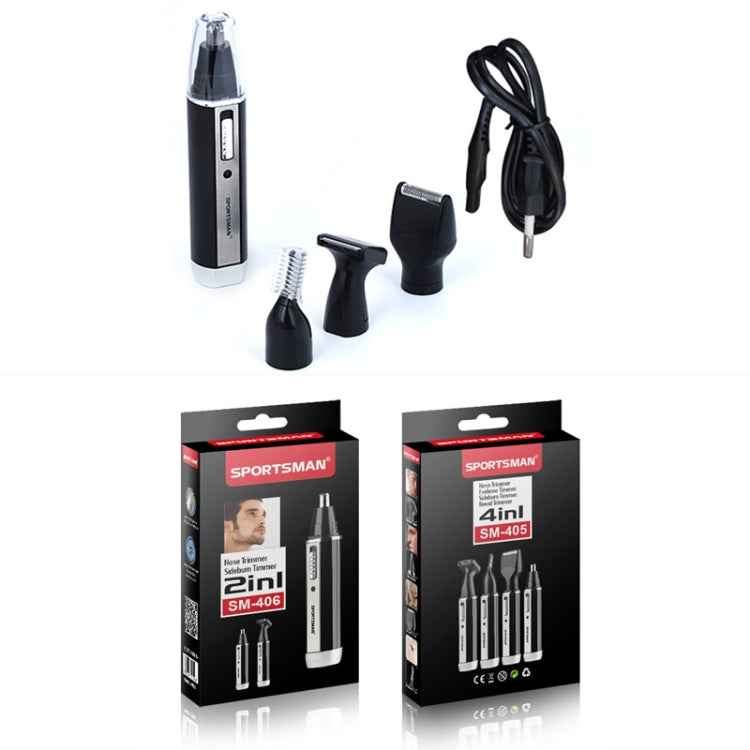 SPORTSMAN Four-in-one Rechargeable Ear Nose Trimmer Electric Shaver Beard Face Eyebrows Hair Trimmer For Men, EU Plug(Black, 220V)