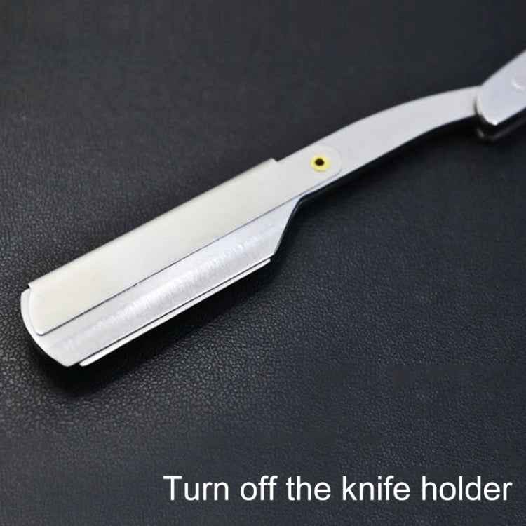 Hairdresser Vintage Razor Stainless Steel Double-sided Blade Holder Haircut Shaved Eyebrow Knife Holder(Silver)