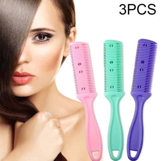 3pcs Hair Tools Double-sided Knife Hair Comb Hair Bangs Trimmer Thinning Device Hair Clipper,  Random Color Delivery