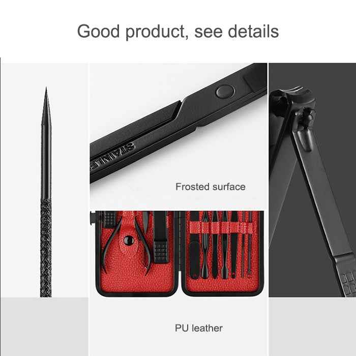 12 in 1 Advanced Stainless Nail Care Clipper Pedicure Manicure Kits with Leather Case