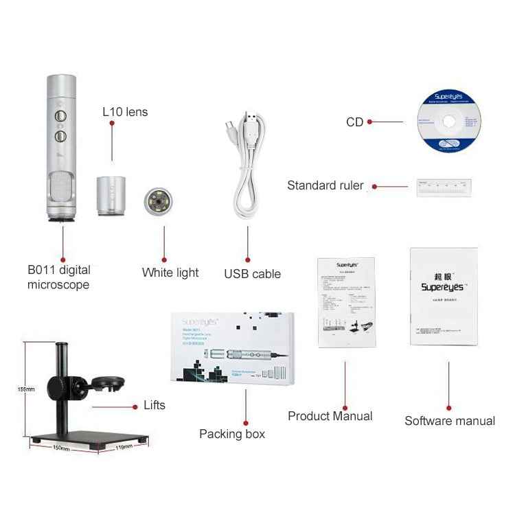 Supereyes B011 HD Digital Electronic Microscope Industrial Mobile Phone Repair Magnifying Glass