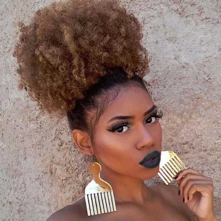 European and American Black People Explosion Head Fluffy Curl Hair Net Wig