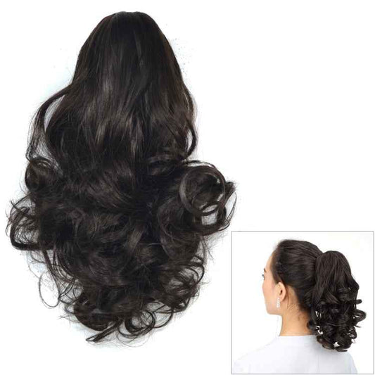 Natural Short Curly Hair Clip-on Pear Blossom Roll Horsetail Wig