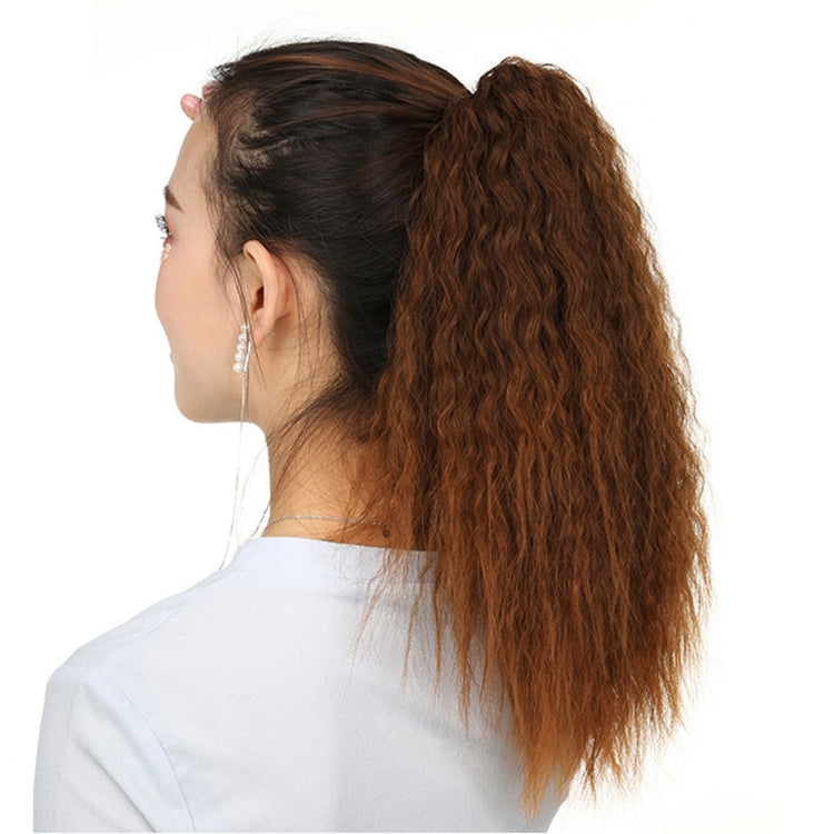 Natural Retro Short Curly Hair Clip-on Corn Blanching Horsetail Wig