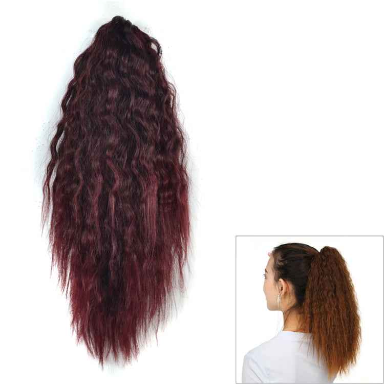 Natural Retro Short Curly Hair Clip-on Corn Blanching Horsetail Wig