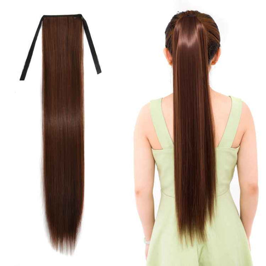 Natural Long Straight Hair Ponytail Bandage-style Wig Ponytail for Women，Length: 75cm