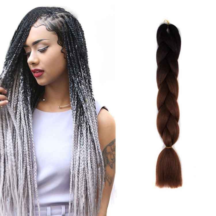 Fashion Color Gradient Individual Braid Wigs Chemical Fiber Big Braids, Length: 60cm(04 Black+Red)
