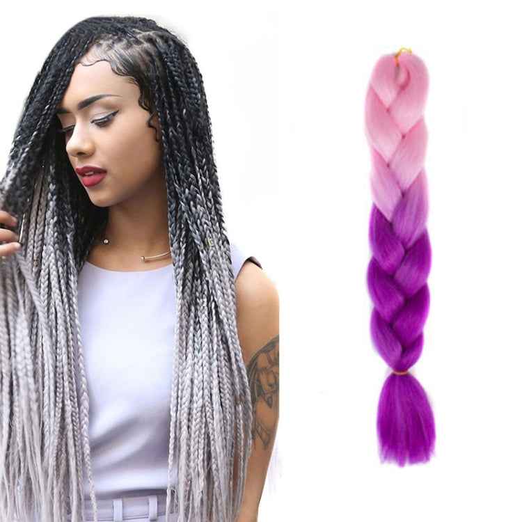 Fashion Color Gradient Individual Braid Wigs Chemical Fiber Big Braids, Length: 60cm(04 Black+Red)