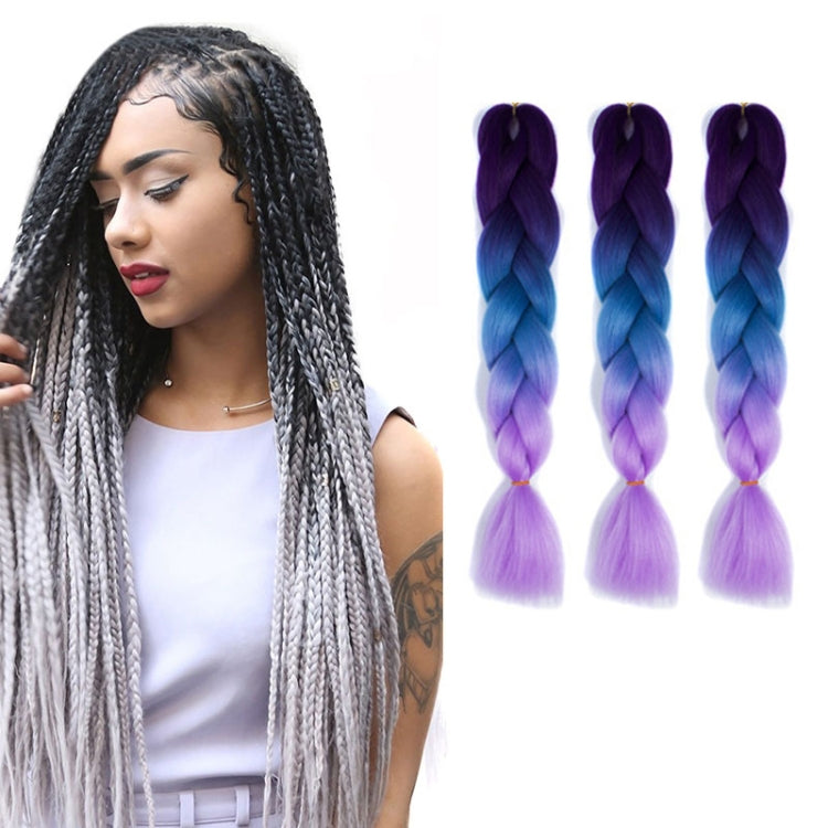 Fashion Color Gradient Individual Braid Wigs Chemical Fiber Big Braids, Length: 60cm(56 Purple+Lake Blue+Light Purple), 21, 35, 37, 38, 44, 45, 46, 47, 49, 50, 51, 56