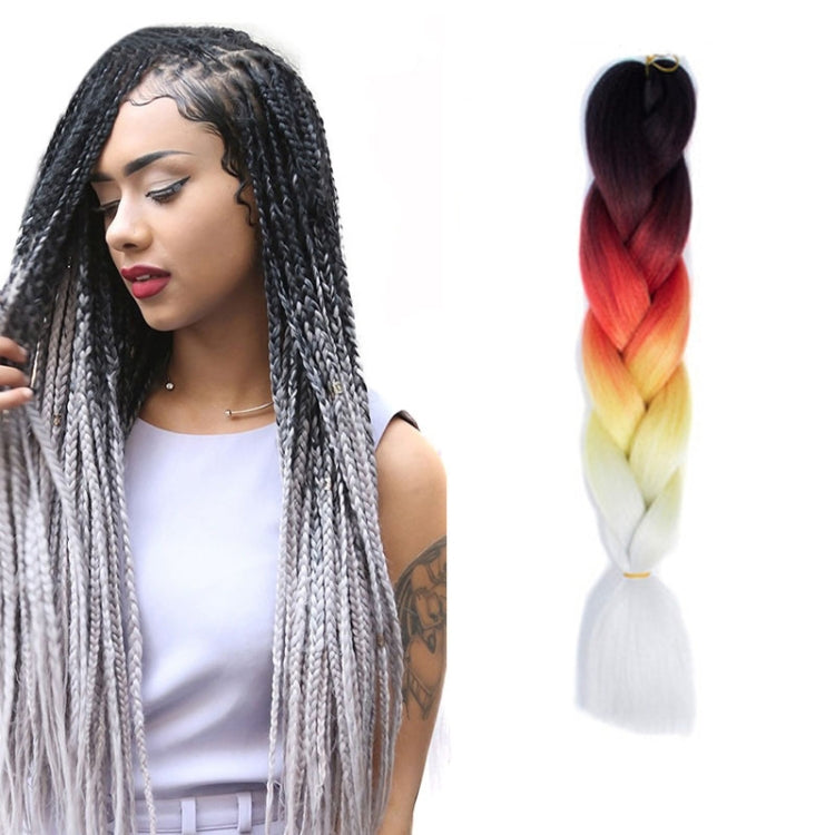 Fashion Color Gradient Individual Braid Wigs Chemical Fiber Big Braids, Length: 60cm(25 Black+Red+Yellow+White), 25, 30, 31