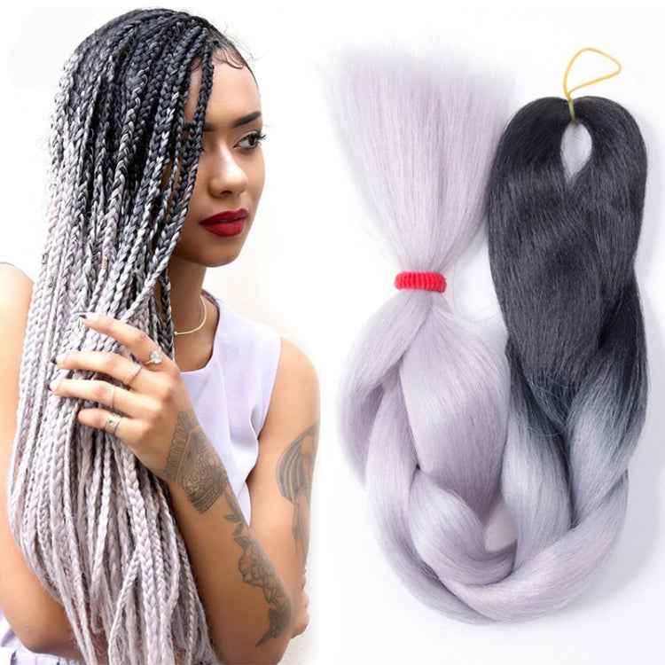 Fashion Color Gradient Individual Braid Wigs Chemical Fiber Big Braids, Length: 60cm(25 Black+Red+Yellow+White)