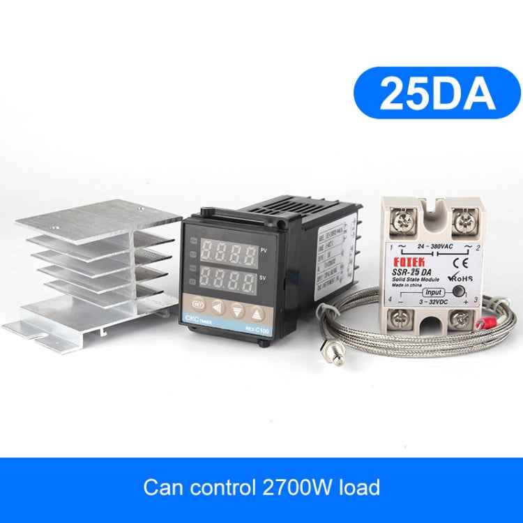 2700W REX-C100 Thermostat + Heat Sink + Thermocouple + SSR-25 DA Solid State Module Intelligent Temperature Control Kit