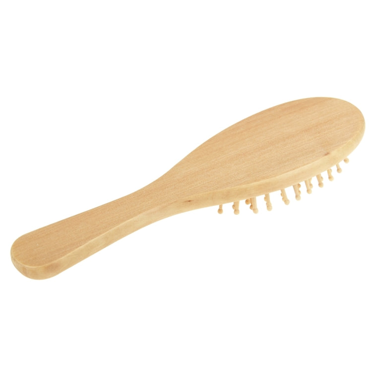 Natural Wooden Massage Hair Comb with Rubber Base & Wooden Brush, Size: Small