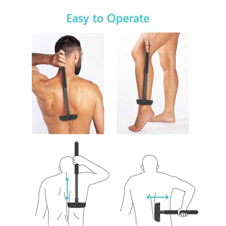 XPREEN XPRE034 Stretchable Handle Stainless Steel Blade Back Shaver Adjustable Back Razor with Lanyard for Men