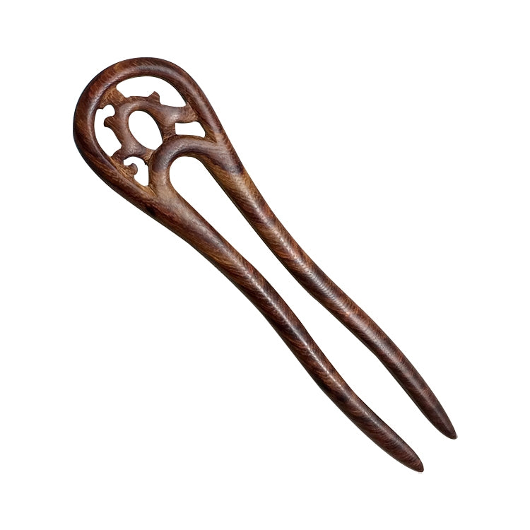 Classical sandalwood tassel hairpin-U-shaped Carving + Gift Box, Gift Box Colors Are Random, U-shaped Carving Black, U-shaped Carving Green, U-shaped Carving Red