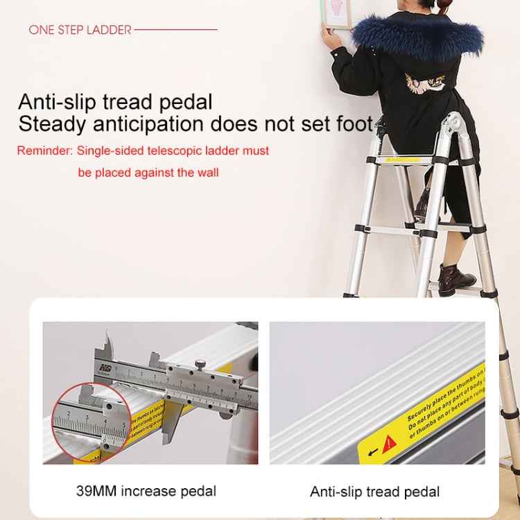 Multifunctional Thickened Aluminum Alloy Single-sided Telescopic Ladder, Size: 2m
