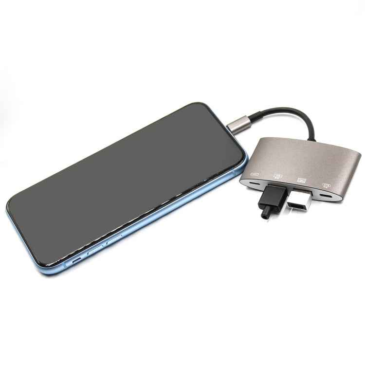 1040KEY 8 Pin to USB + Type-C / USB-C + OTG Multi-function Converter Adapter