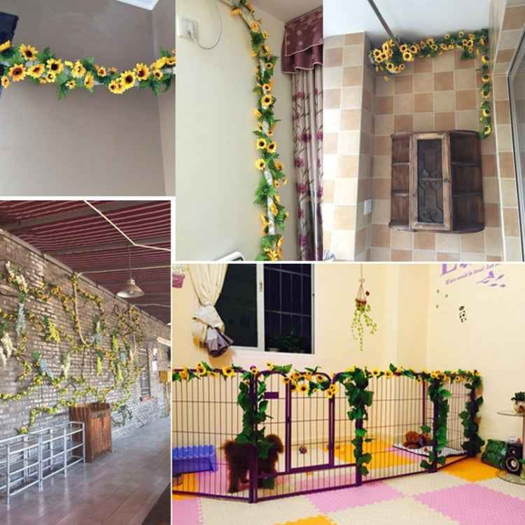 2 PCS Sunflower Artificial Flower Interior Background Wall Window Decoration, Length: 2.6m