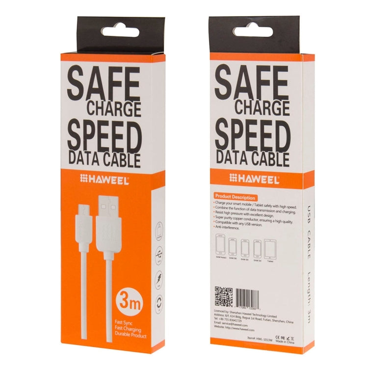 HAWEEL 3m High Speed Micro USB to USB Data Sync Charging Cable For Samsung, Xiaomi, Huawei, LG, HTC, The Devices with Micro USB Port