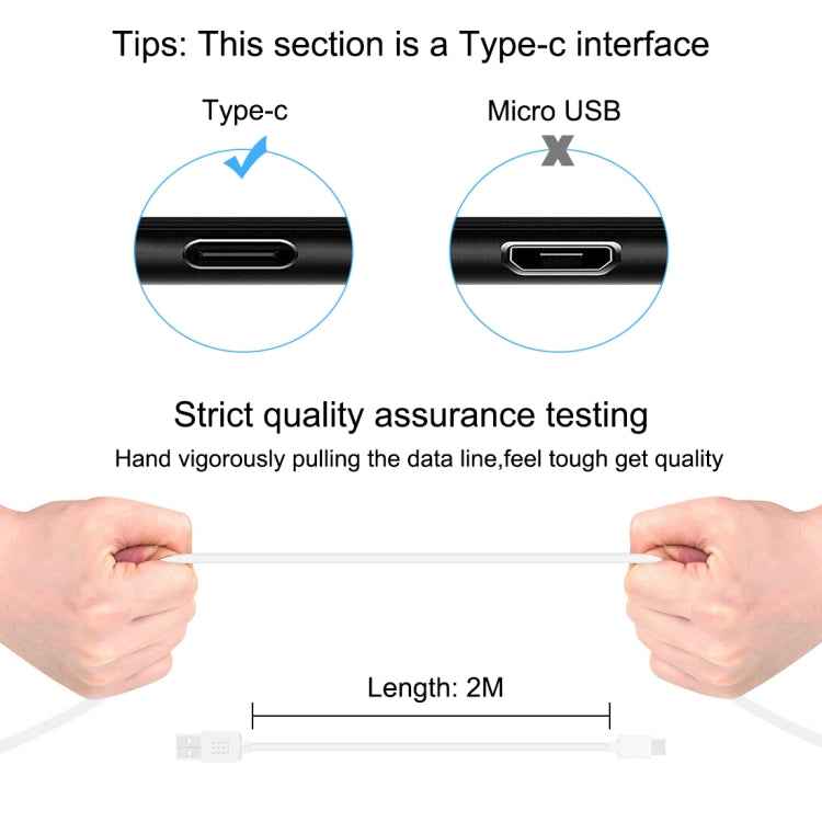 HAWEEL 2m USB-C / Type-C to USB 2.0 Data & Charging Cable