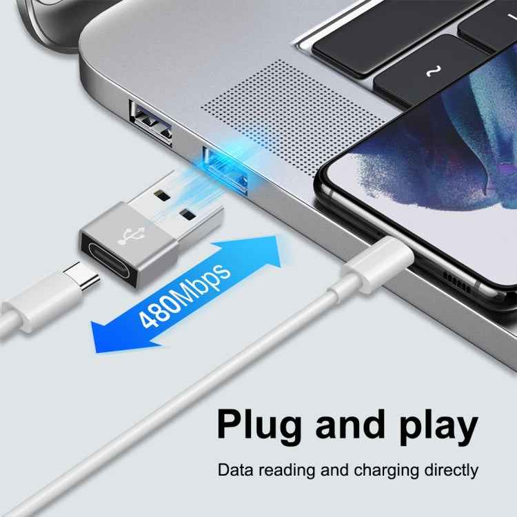 HAWEEL USB-C / Type-C Female to USB 2.0 Male Aluminum Alloy Adapter, Support Charging & Transmission Data