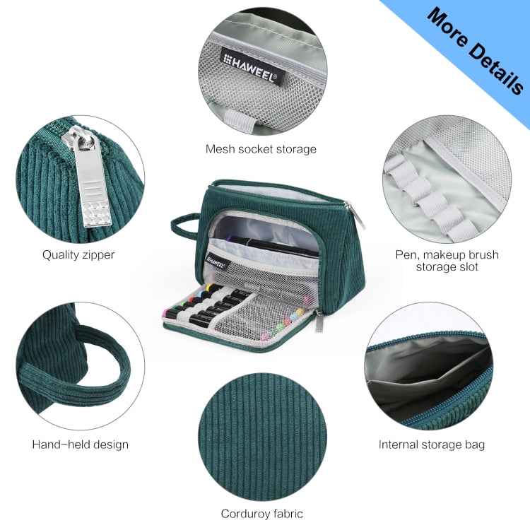 HAWEEL Corduroy Triangular Pen Case Makeup Pouch Travel Cosmetic Organizer Bag