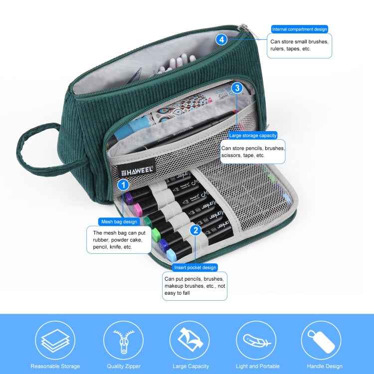 HAWEEL Corduroy Triangular Pen Case Makeup Pouch Travel Cosmetic Organizer Bag