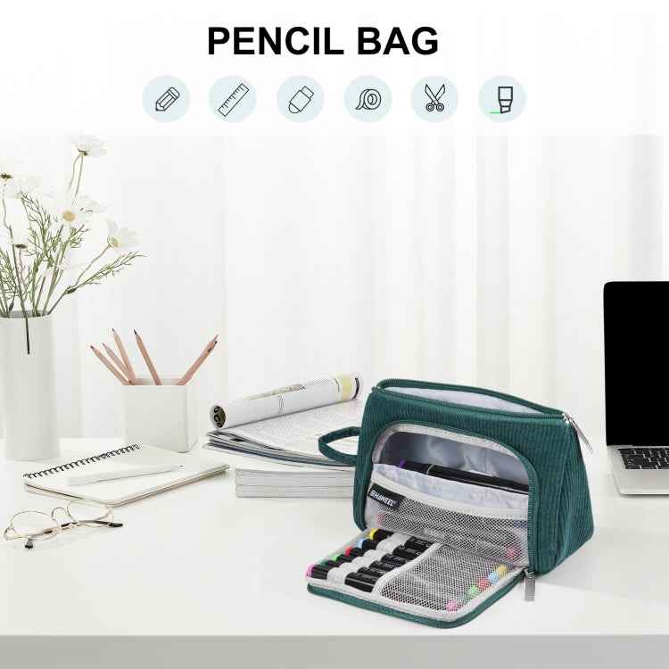 HAWEEL Corduroy Triangular Pen Case Makeup Pouch Travel Cosmetic Organizer Bag