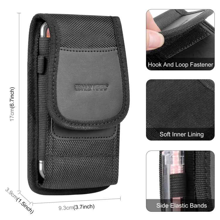 HAWEEL 4.7-6.1 inch Nylon Cloth Phone Belt Clip Carrying Pouch with Card Slot
