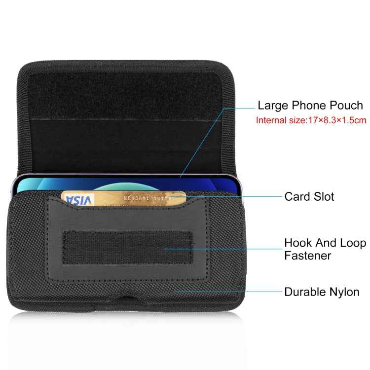 HAWEEL 6.1-6.8 inch Nylon Cloth Phone Belt Clip Horizontal Carrying Pouch with Card Slot