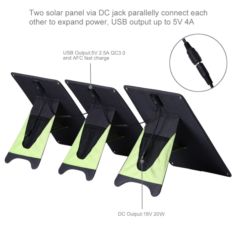 HAWEEL 3 PCS 20W Monocrystalline Silicon Solar Power Panel Charger, with USB Port & Holder & Tiger Clip, Support QC3.0 and AFC
