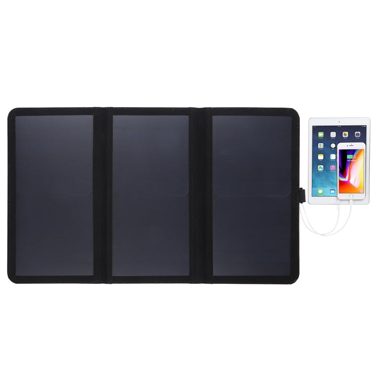 HAWEEL 21W Ultrathin 3-Fold Foldable 5V / 3A Solar Panel Charger with Dual USB Ports, Support QC3.0 and AFC