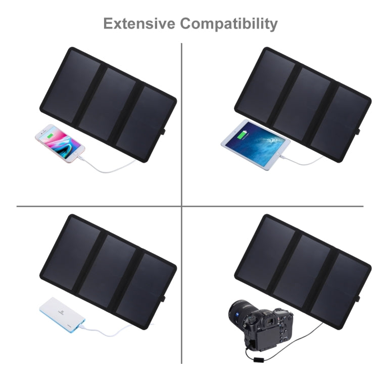 HAWEEL 21W Ultrathin 3-Fold Foldable 5V / 3A Solar Panel Charger with Dual USB Ports, Support QC3.0 and AFC