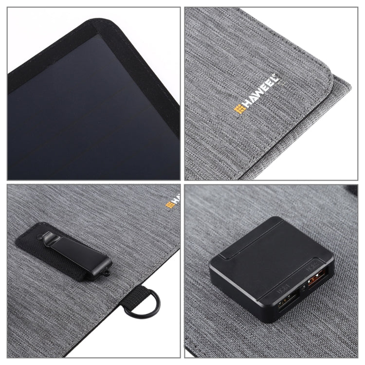 HAWEEL 21W Ultrathin 3-Fold Foldable 5V / 3A Solar Panel Charger with Dual USB Ports, Support QC3.0 and AFC