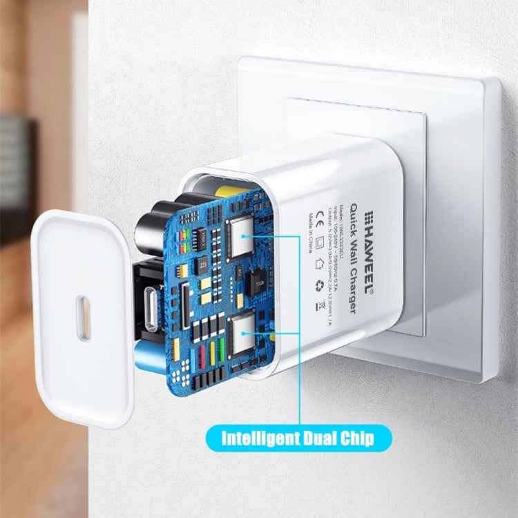 HAWEEL PD 20W Single USB-C / Type-C Interface QC Travel Charger, Support Full QC Protocol, EU Plug