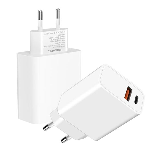 HAWEEL 20W Dual-Port Fast Charger Adapter, EU Plug, Dual-Port Charger EU Plug