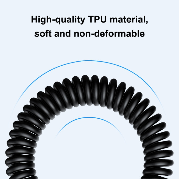 HAWEEL 1m 5A USB-C / Type-C to USB-C / Type-C Retractable Coiled PD Fast Charging Cable, 1m 5A Type-C