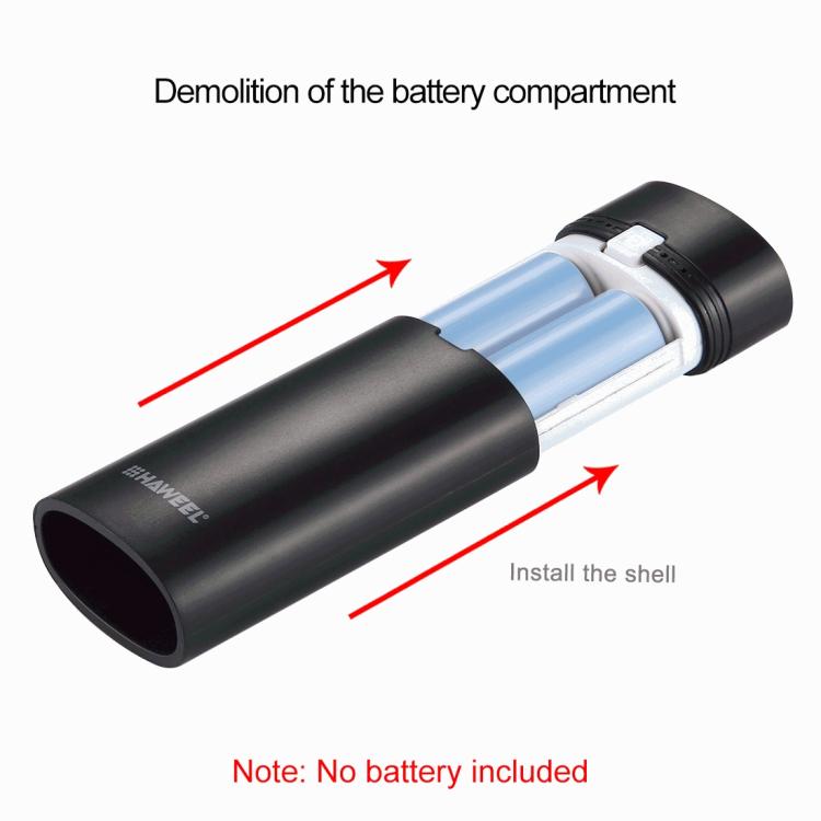 HAWEEL DIY 2x 18650 Battery (Not Included) 5600mAh Power Bank Shell Box with USB Output & Indicator, DIY 2 Batteries(Black)