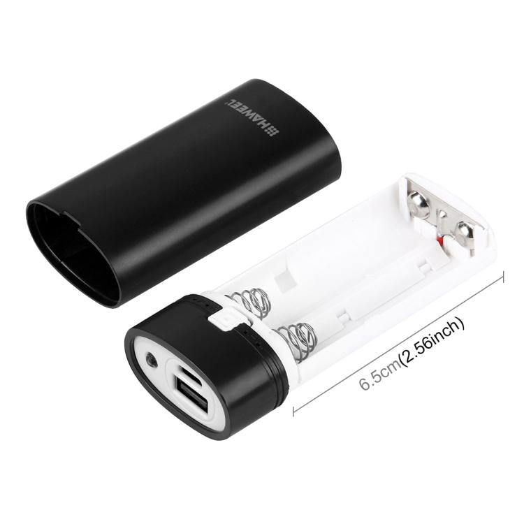 HAWEEL DIY 2x 18650 Battery (Not Included) 5600mAh Power Bank Shell Box with USB Output & Indicator, DIY 2 Batteries(Black)